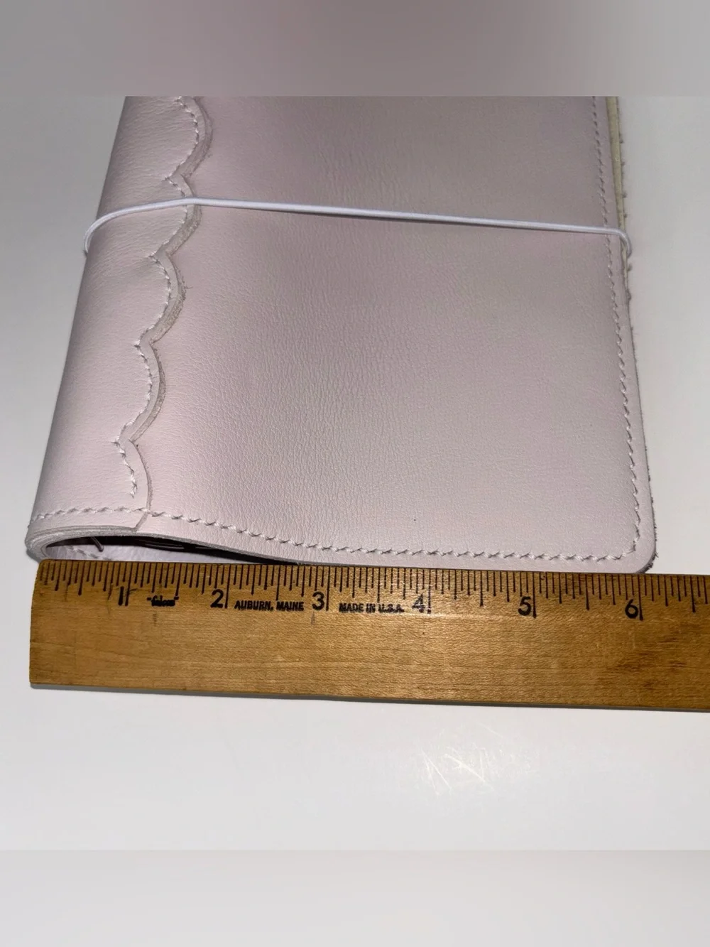 Pelle Studio Personal Size Soft Pink Leather Ring Binder Planner Scallop Edge